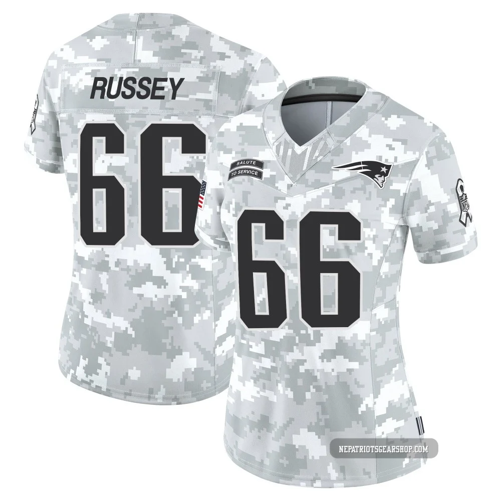 Kody Russey ＃66 New England Patriots Limited 2024 Salute to Service Jersey - Women's Arctic Camo