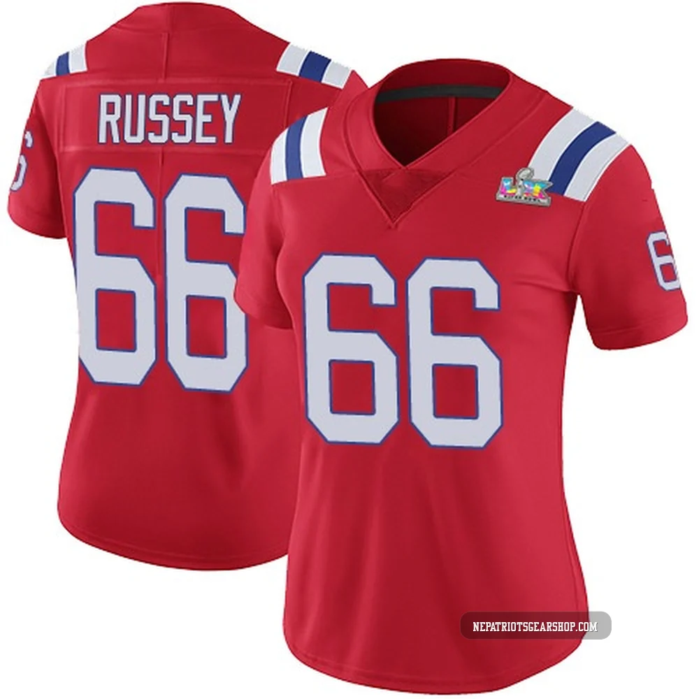 Kody Russey ＃66 New England Patriots Limited Vapor Untouchable Alternate Super Bowl LX Patch Jersey - Women's Red