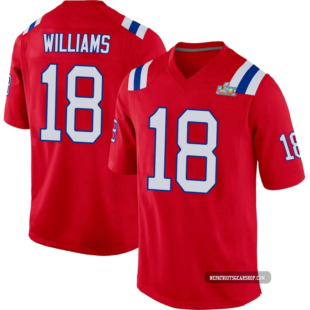 Kyle Williams ＃18 New England Patriots Game Alternate Super Bowl LX Patch Jersey - Men's Red