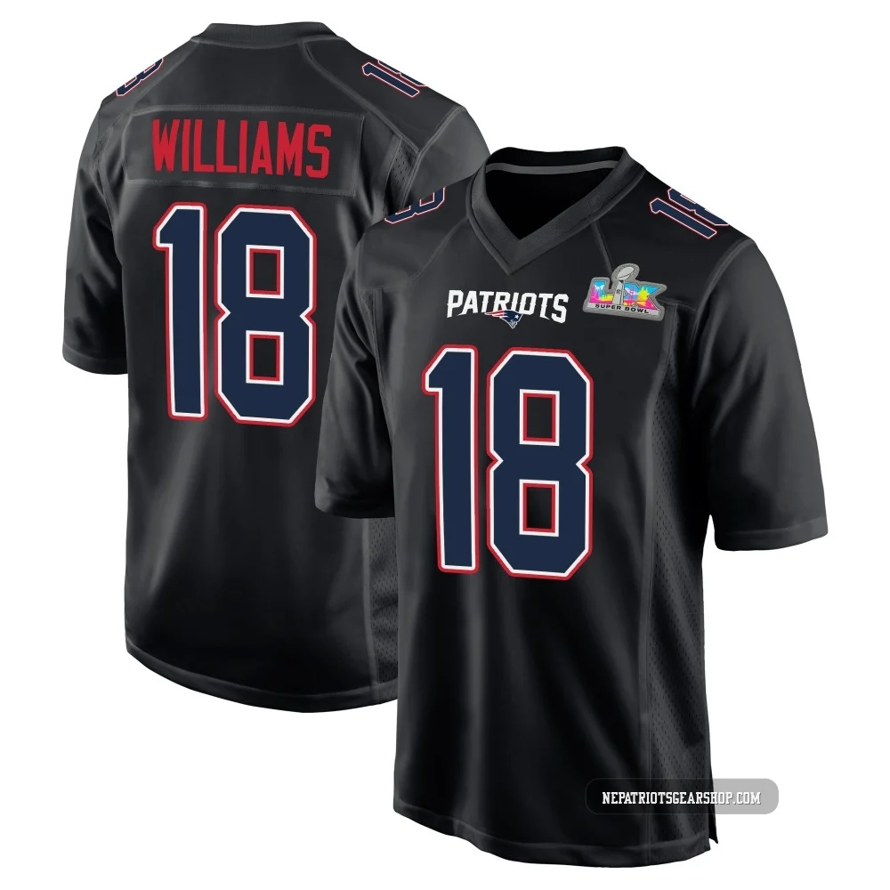Kyle Williams ＃18 New England Patriots Game Carbon Fashion Super Bowl LX Patch Jersey - Men's Black