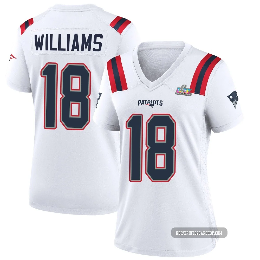 Kyle Williams ＃18 New England Patriots Game Super Bowl LX Patch Jersey - Women's White