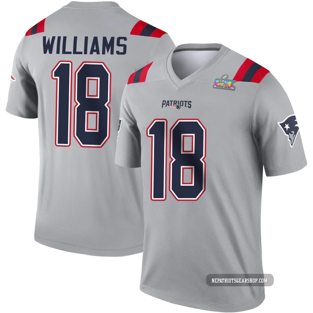 Kyle Williams ＃18 New England Patriots Legend Inverted Super Bowl LX Patch Jersey - Youth Gray