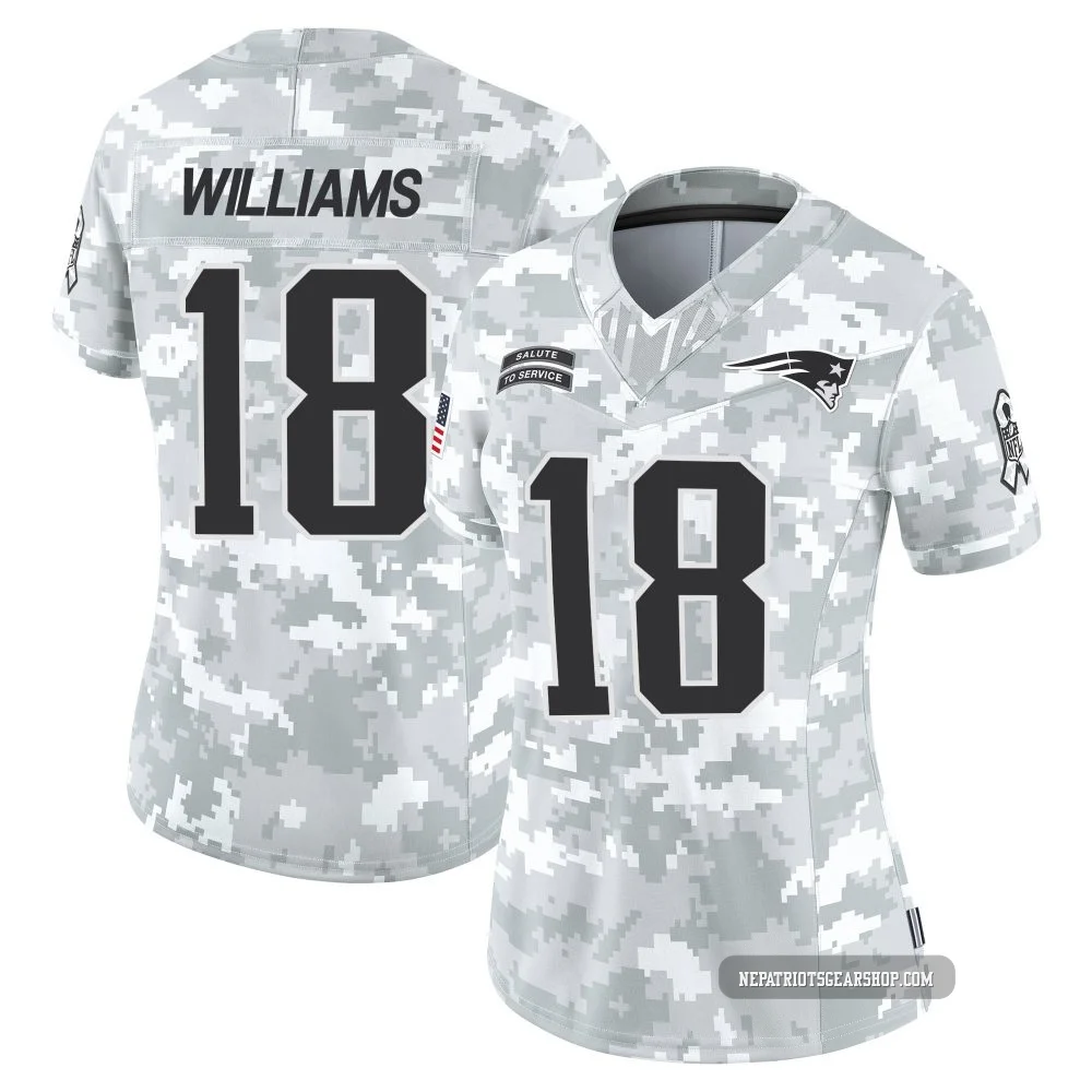 Kyle Williams ＃18 New England Patriots Limited 2024 Salute to Service Jersey - Women's Arctic Camo
