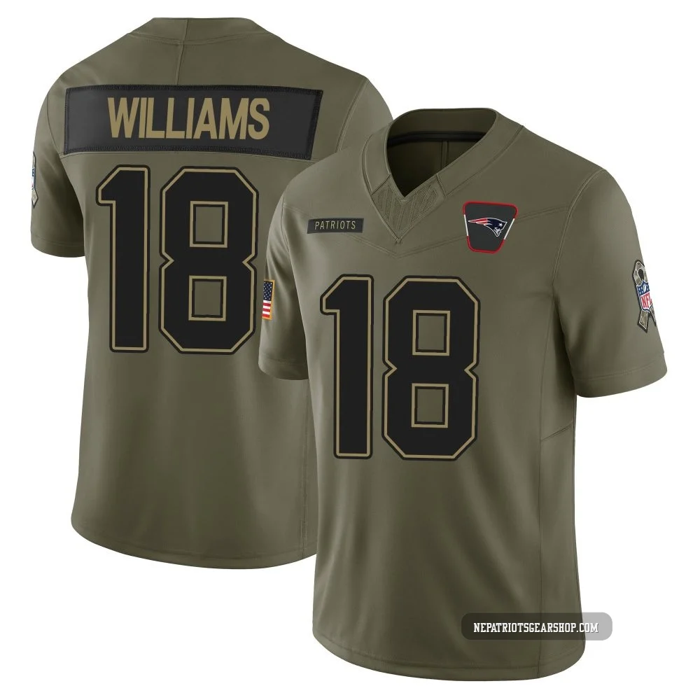 Kyle Williams ＃18 New England Patriots Limited 2025 Salute to Service Jersey - Men's Olive