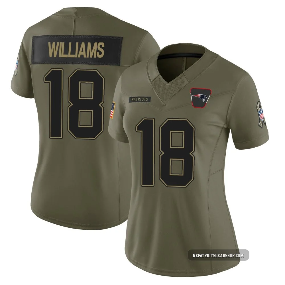 Kyle Williams ＃18 New England Patriots Limited 2025 Salute to Service Jersey - Women's Olive