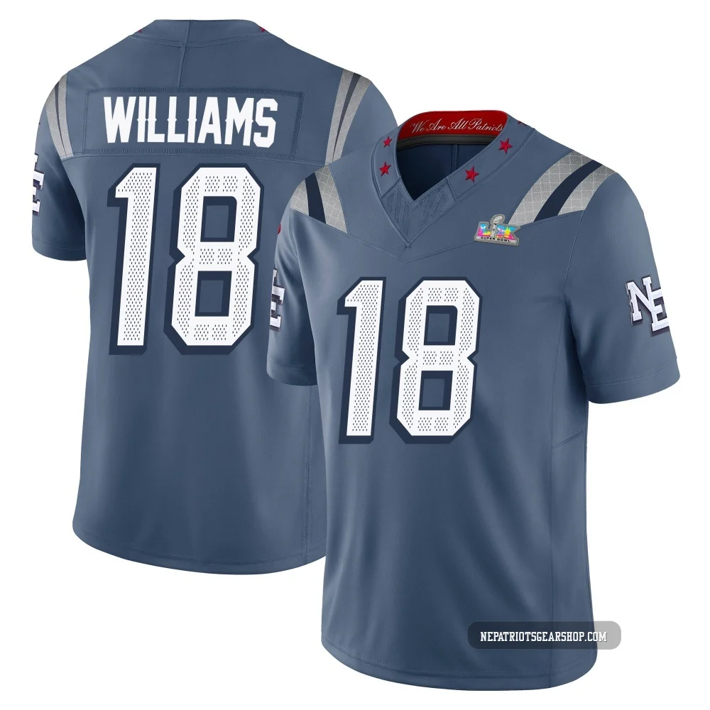 Kyle Williams ＃18 New England Patriots Limited Storm 2025 Rivalries Collection Super Bowl LX Patch Jersey - Men's Blue