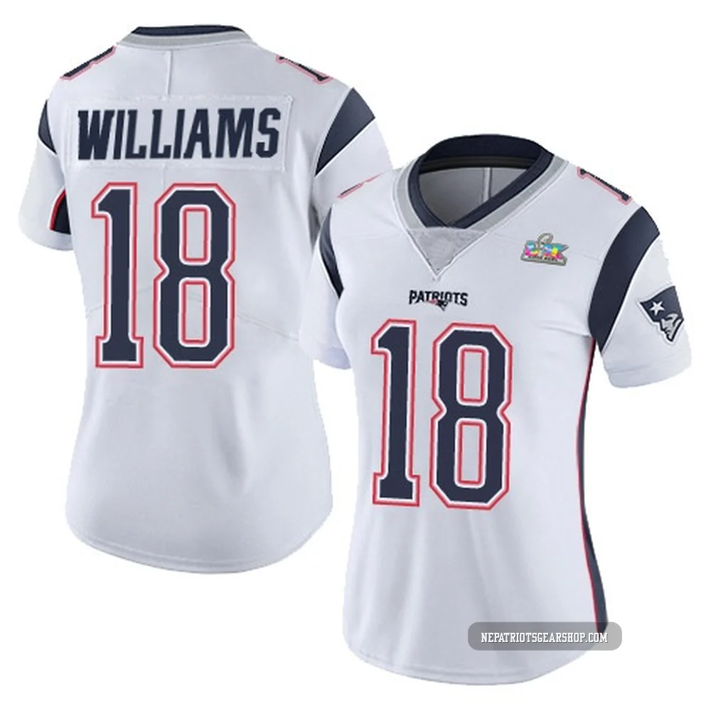 Kyle Williams ＃18 New England Patriots Limited Vapor Untouchable Super Bowl LX Patch Jersey - Women's White