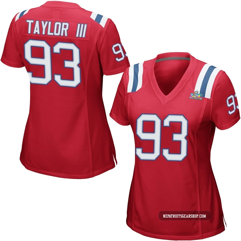 Leonard Taylor III ＃93 New England Patriots Game Alternate Super Bowl LX Patch Jersey - Women's Red