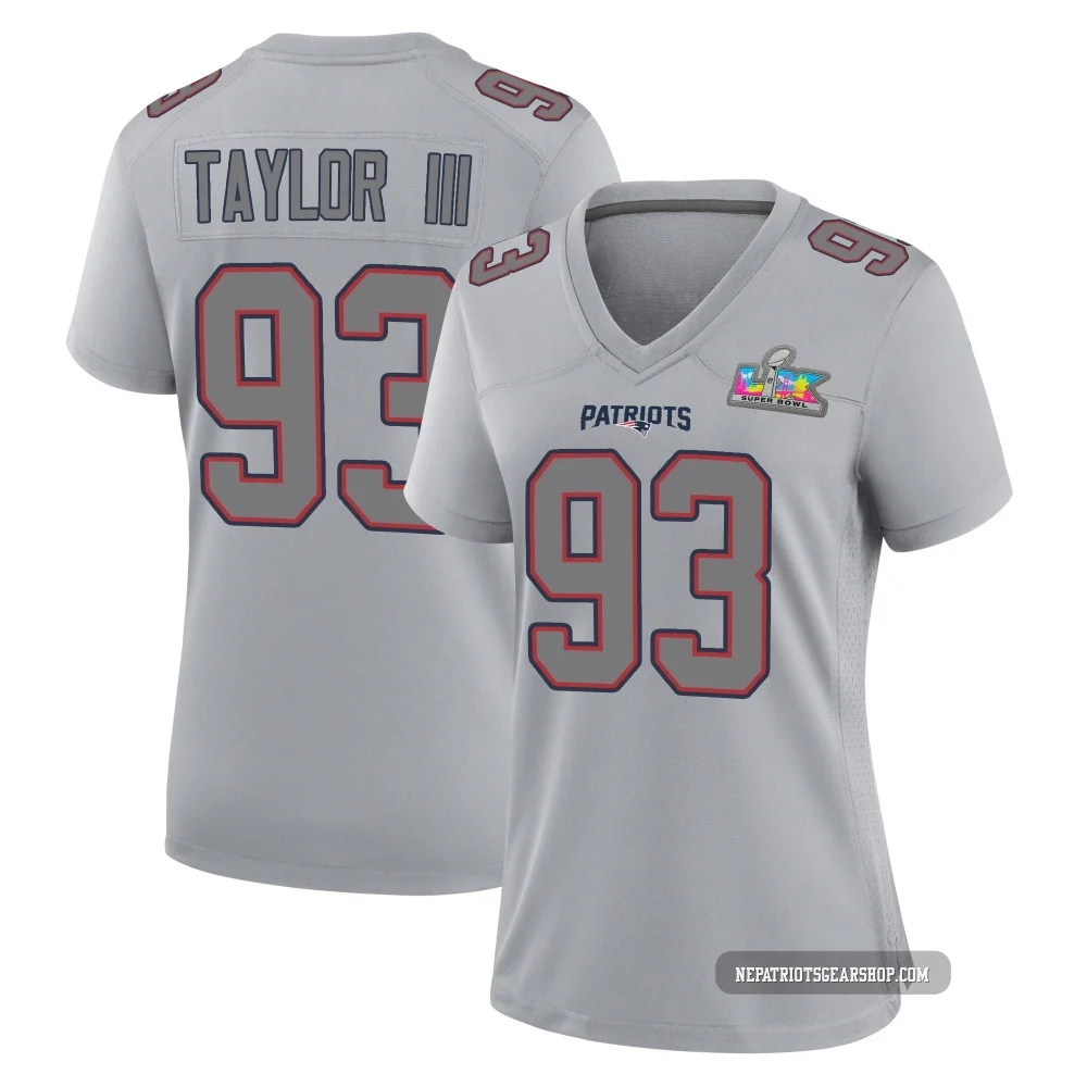 Leonard Taylor III ＃93 New England Patriots Game Silver Atmosphere Fashion Super Bowl LX Patch Jersey - Women's