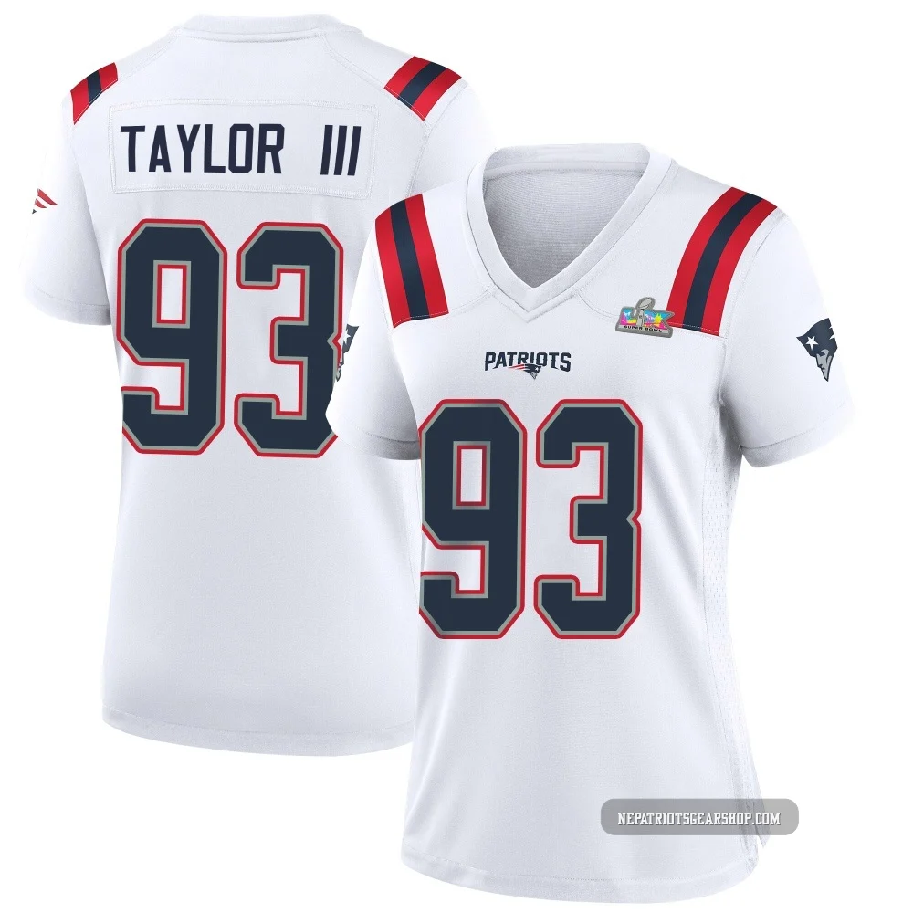 Leonard Taylor III ＃93 New England Patriots Game Super Bowl LX Patch Jersey - Women's White