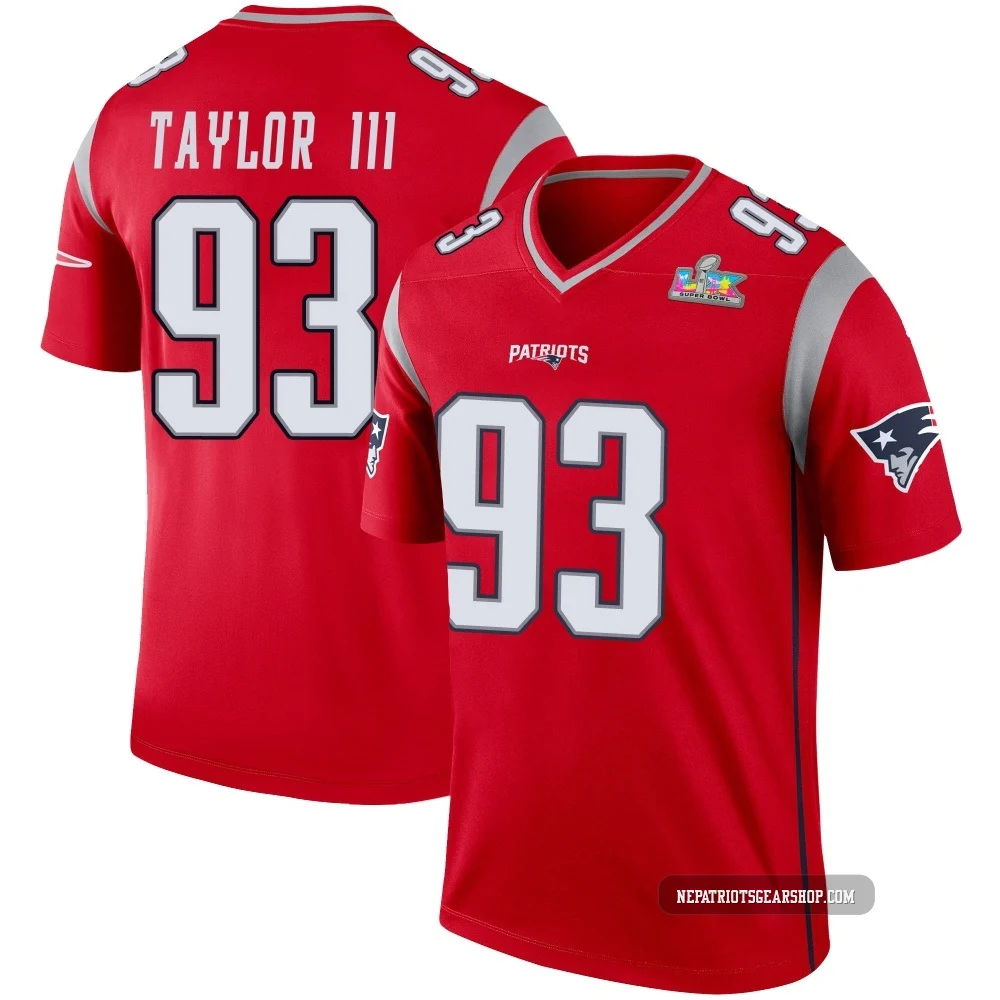Leonard Taylor III ＃93 New England Patriots Legend Inverted Super Bowl LX Patch Jersey - Men's Red