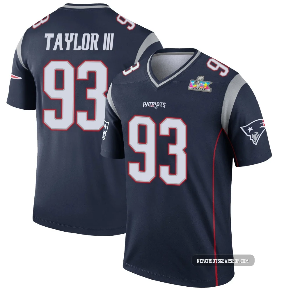 Leonard Taylor III ＃93 New England Patriots Legend Super Bowl LX Patch Jersey - Youth Navy