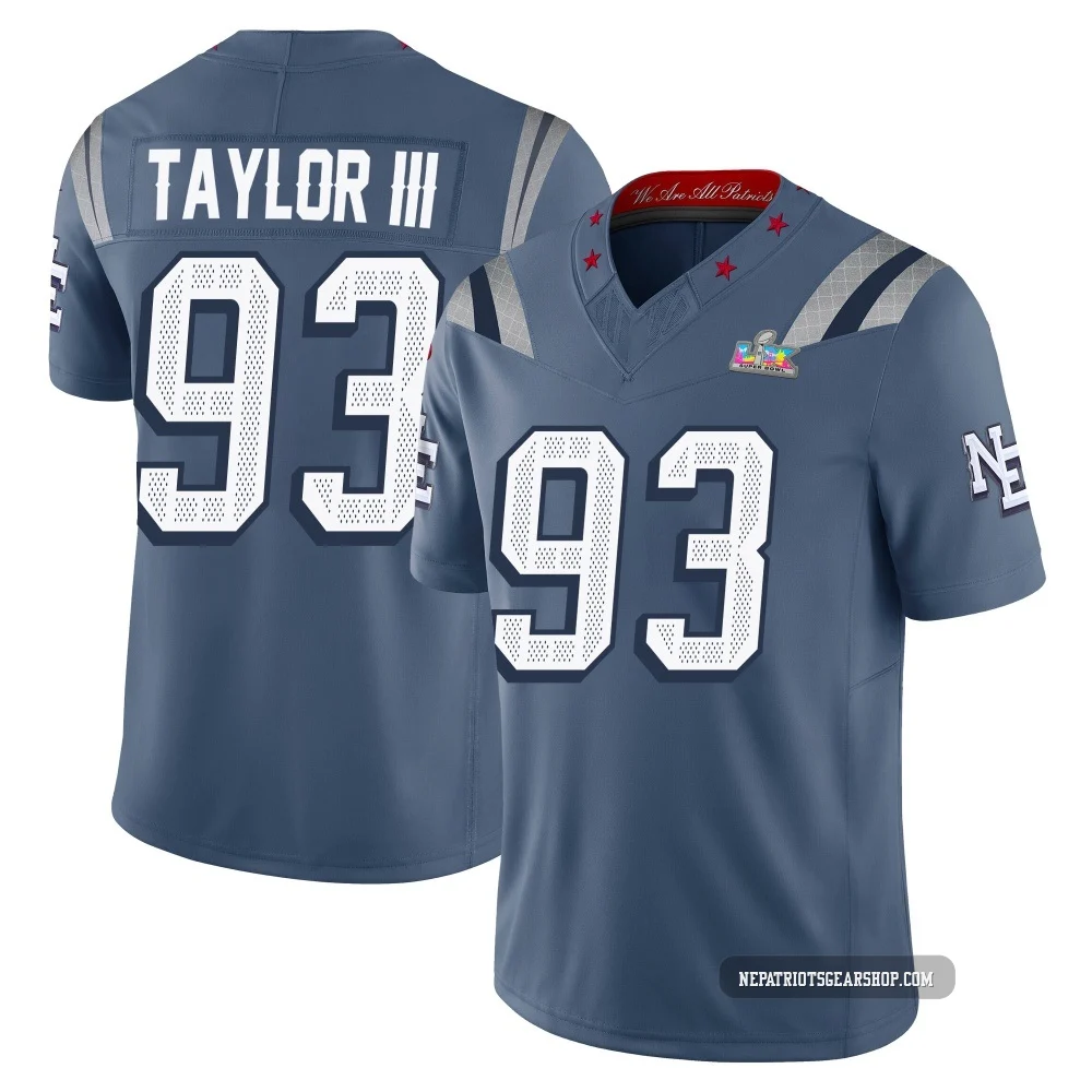 Leonard Taylor III ＃93 New England Patriots Limited Storm 2025 Rivalries Collection Super Bowl LX Patch Jersey - Youth Blue