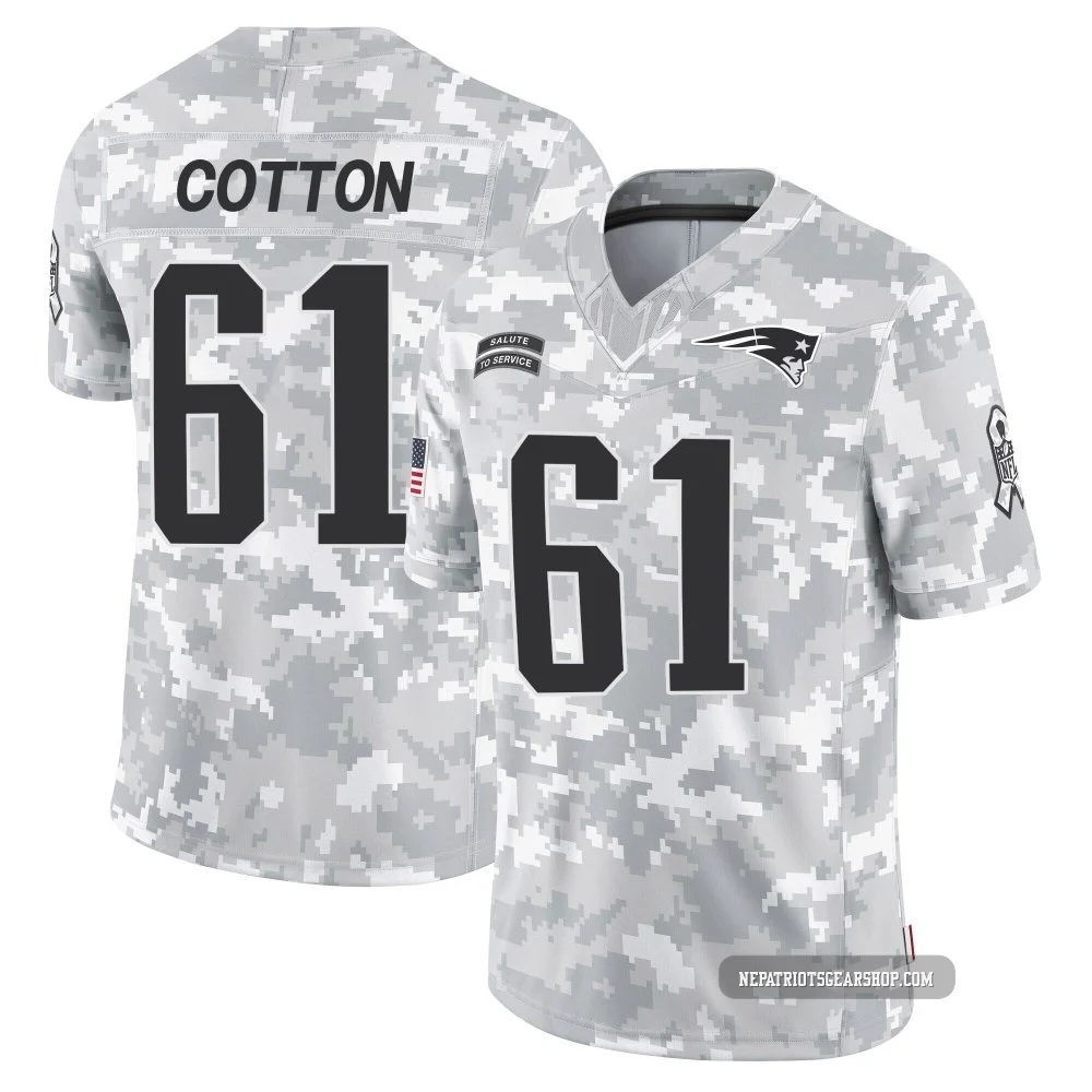 Lester Cotton ＃61 New England Patriots Limited 2024 Salute to Service Jersey - Men's Arctic Camo