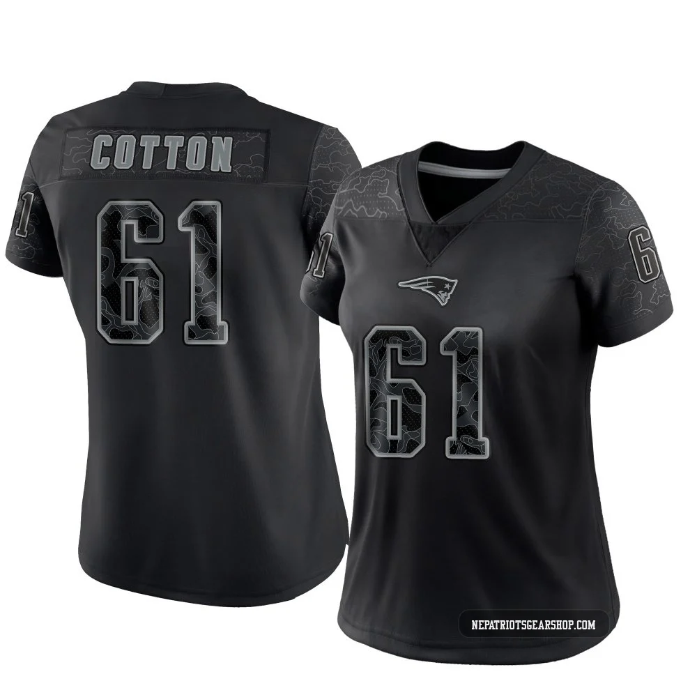 Lester Cotton ＃61 New England Patriots Limited Reflective Jersey - Women's Black