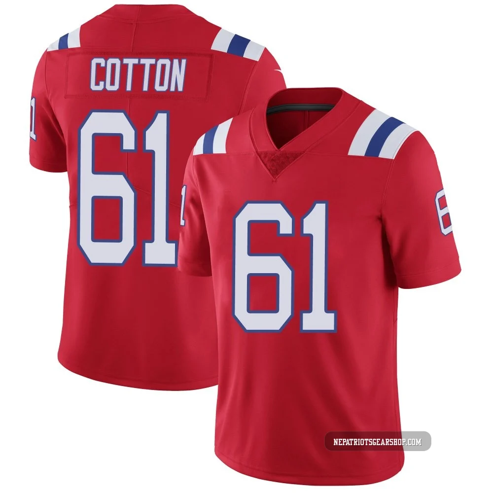Lester Cotton ＃61 New England Patriots Limited Vapor Untouchable Alternate Jersey - Youth Red