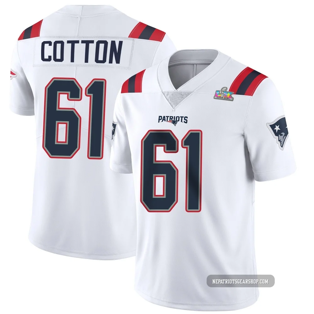 Lester Cotton ＃61 New England Patriots Limited Vapor Untouchable Super Bowl LX Patch Jersey - Men's White