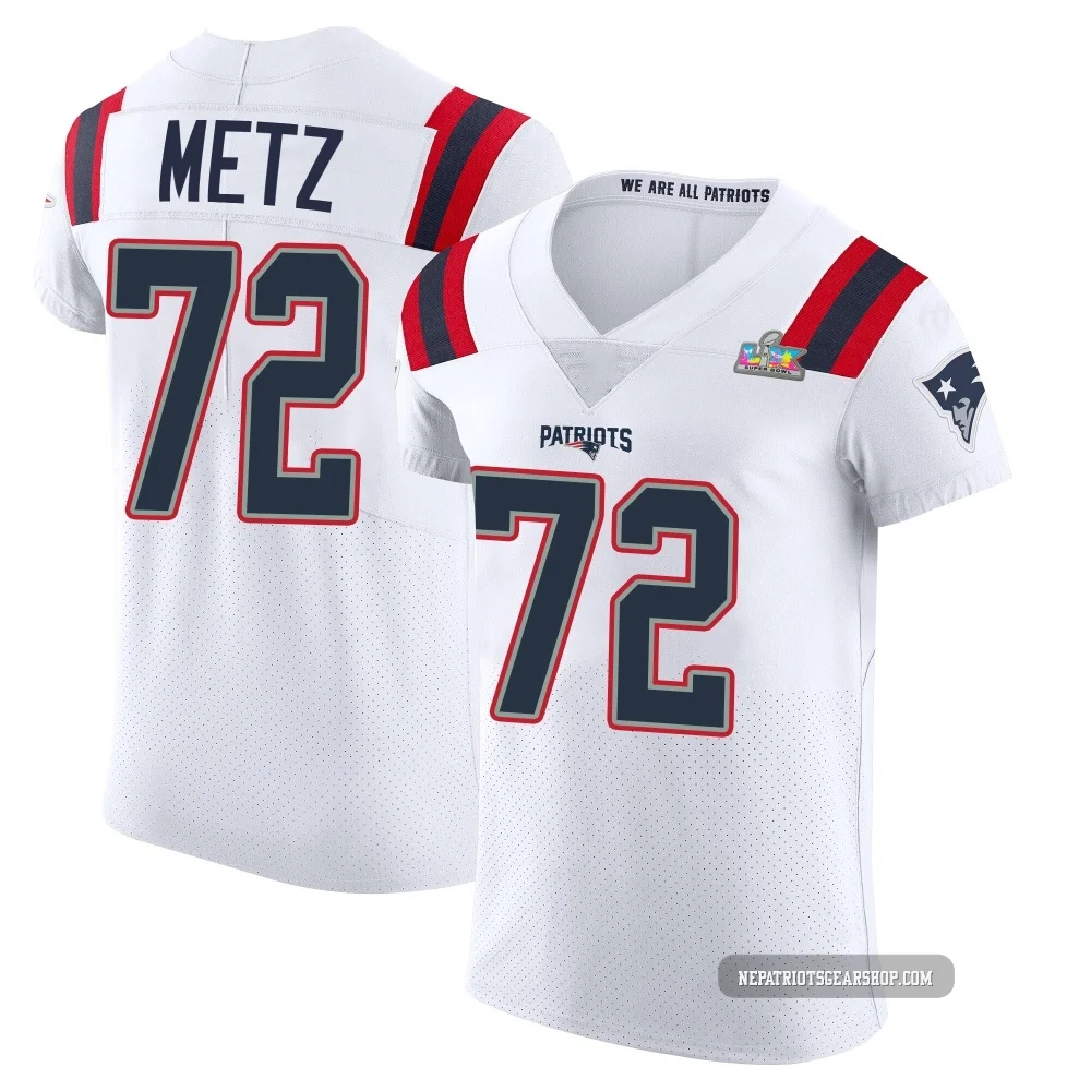 Lorenz Metz ＃72 New England Patriots Elite Vapor Untouchable Super Bowl LX Patch Jersey - Men's White