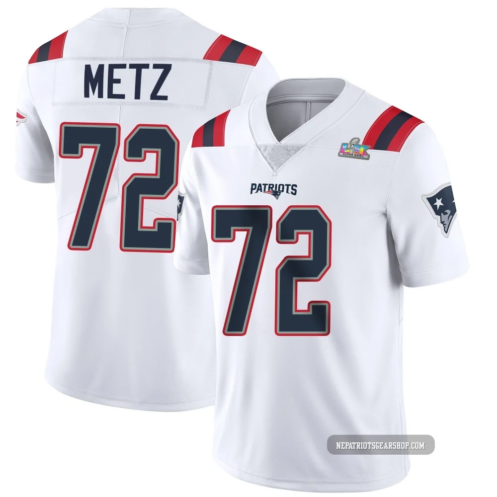 Lorenz Metz ＃72 New England Patriots Limited Vapor Untouchable Super Bowl LX Patch Jersey - Men's White