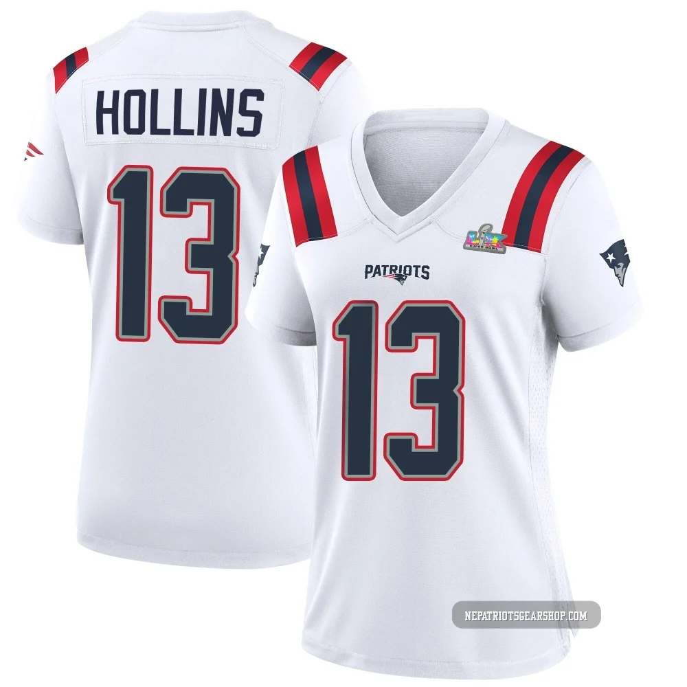 Mack Hollins ＃13 New England Patriots Game Super Bowl LX Patch Jersey - Women's White