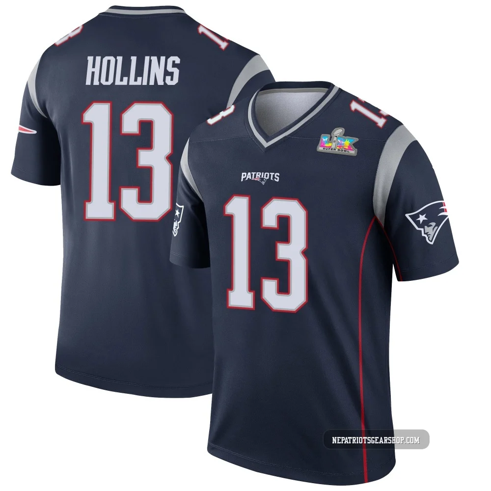 Mack Hollins ＃13 New England Patriots Legend Super Bowl LX Patch Jersey - Men's Navy