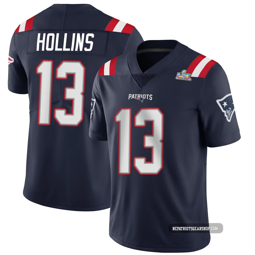 Mack Hollins ＃13 New England Patriots Limited Team Color Vapor Untouchable Super Bowl LX Patch Jersey - Men's Navy