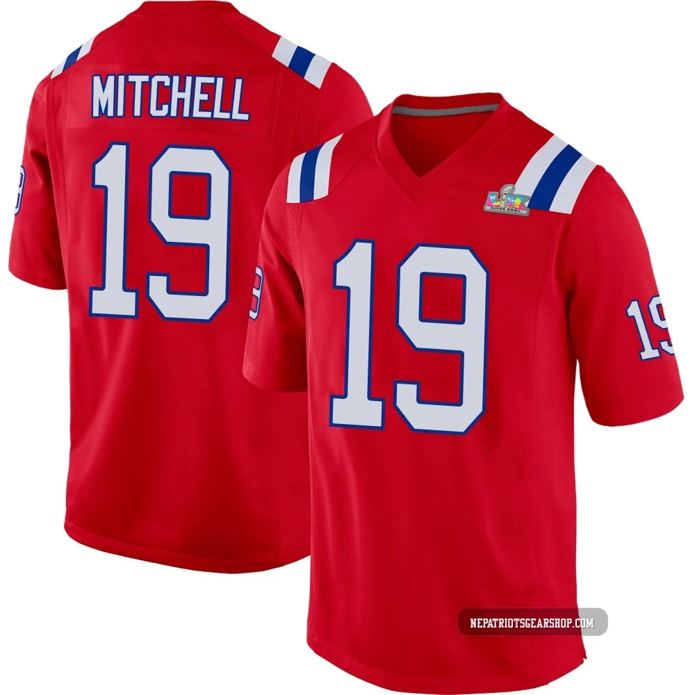 Malcolm Mitchell ＃19 New England Patriots Game Alternate Super Bowl LX Patch Jersey - Youth Red