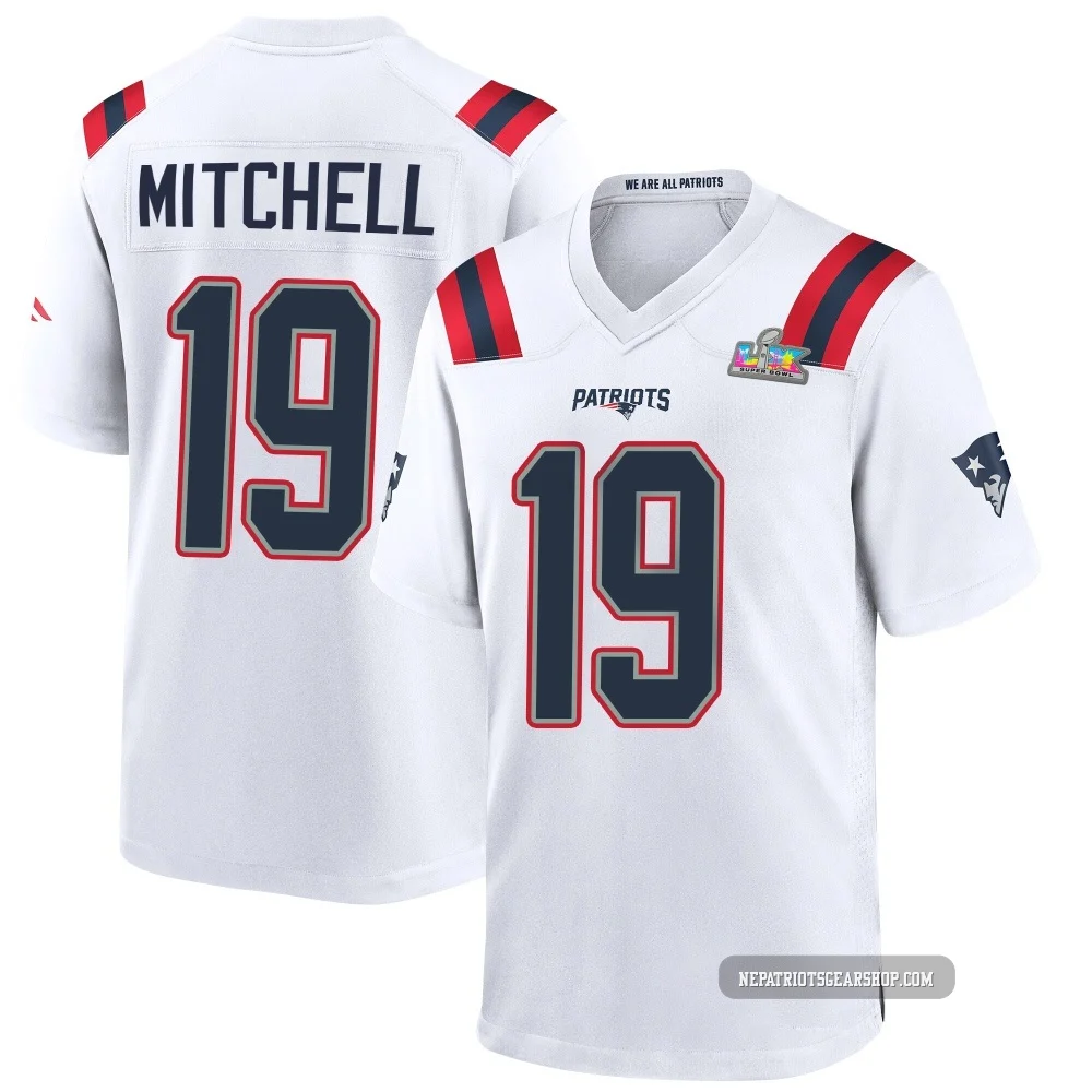 Malcolm Mitchell ＃19 New England Patriots Game Super Bowl LX Patch Jersey - Youth White