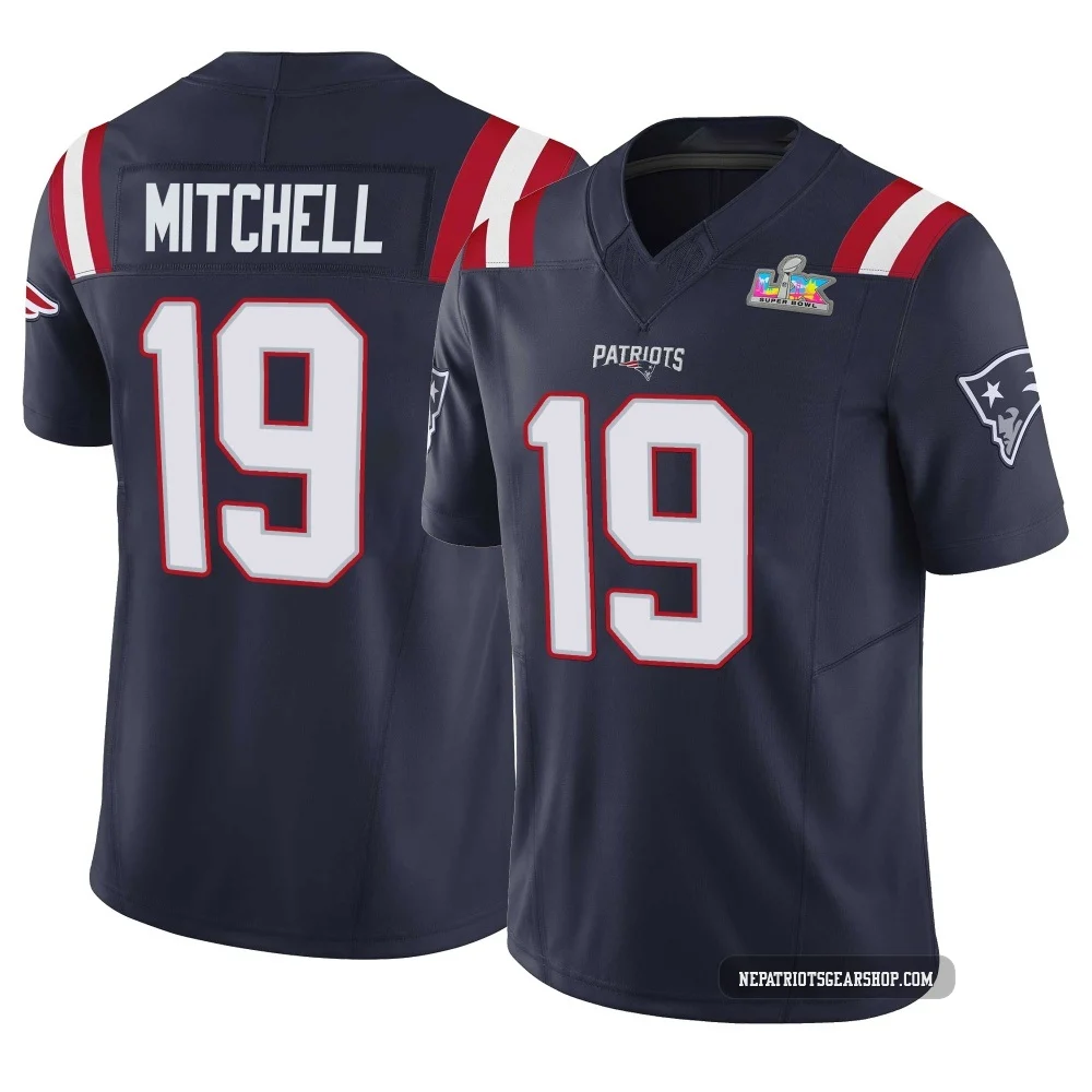 Malcolm Mitchell ＃19 New England Patriots Limited Vapor F.U.S.E. Super Bowl LX Patch Jersey - Youth Navy