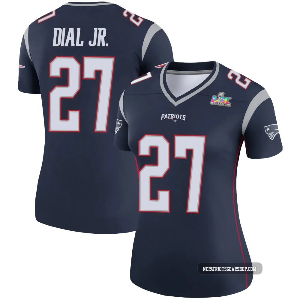 Marcellas Dial Jr. ＃27 New England Patriots Legend Super Bowl LX Patch Jersey - Women's Navy