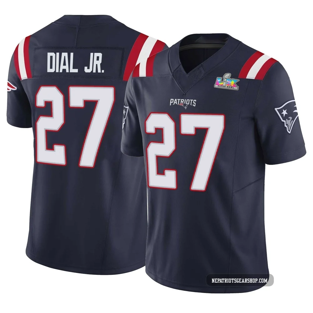 Marcellas Dial Jr. ＃27 New England Patriots Limited Vapor F.U.S.E. Super Bowl LX Patch Jersey - Youth Navy
