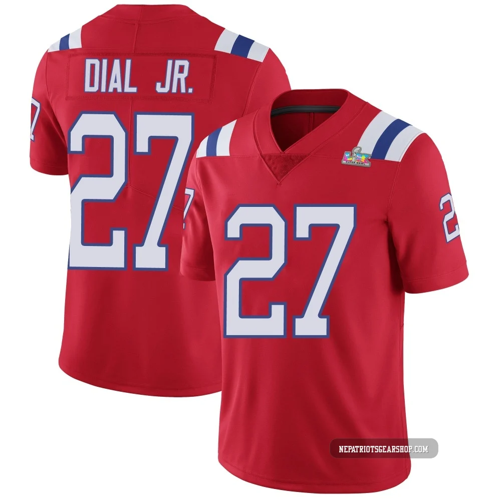 Marcellas Dial Jr. ＃27 New England Patriots Limited Vapor Untouchable Alternate Super Bowl LX Patch Jersey - Youth Red