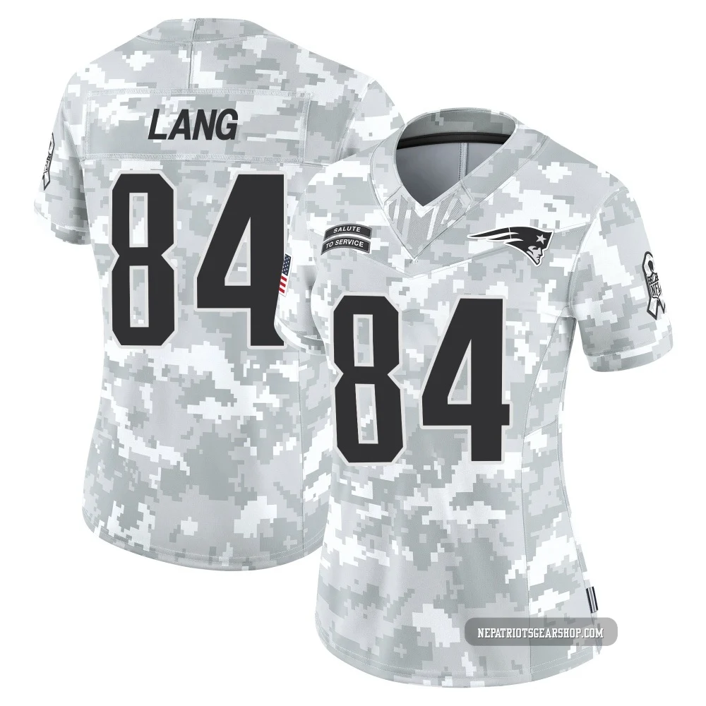 Marshall Lang ＃84 New England Patriots Limited 2024 Salute to Service Jersey - Women's Arctic Camo