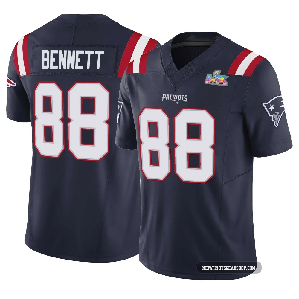 Martellus Bennett ＃88 New England Patriots Limited Vapor F.U.S.E. Super Bowl LX Patch Jersey - Youth Navy