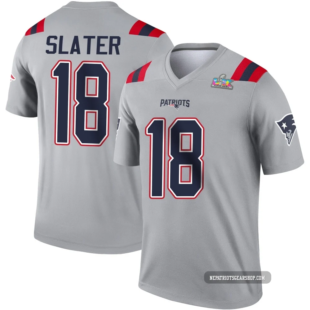 Matthew Slater ＃18 New England Patriots Legend Inverted Super Bowl LX Patch Jersey - Men's Gray