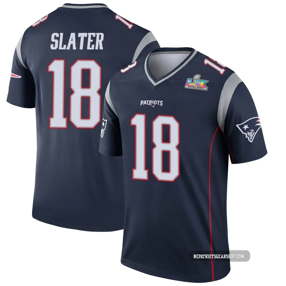 Matthew Slater ＃18 New England Patriots Legend Super Bowl LX Patch Jersey - Men's Navy