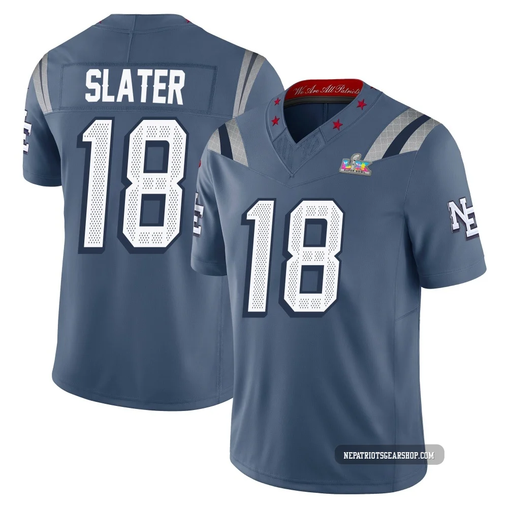 Matthew Slater ＃18 New England Patriots Limited Storm 2025 Rivalries Collection Super Bowl LX Patch Jersey - Men's Blue