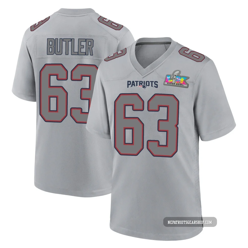 Mehki Butler ＃63 New England Patriots Game Silver Atmosphere Fashion Super Bowl LX Patch Jersey - Men's