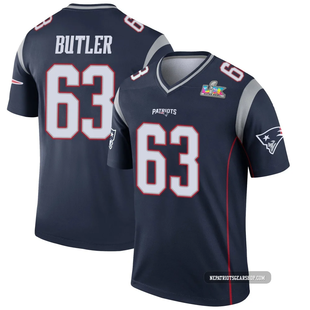 Mehki Butler ＃63 New England Patriots Legend Super Bowl LX Patch Jersey - Youth Navy