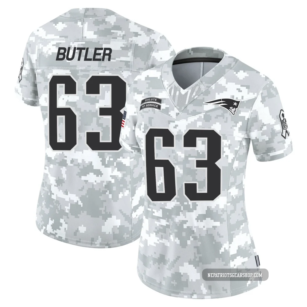 Mehki Butler ＃63 New England Patriots Limited 2024 Salute to Service Jersey - Women's Arctic Camo