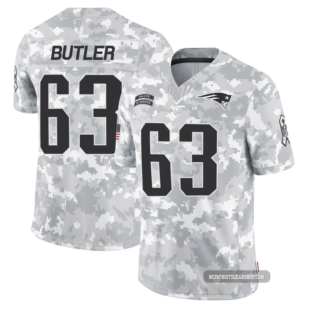 Mehki Butler ＃63 New England Patriots Limited 2024 Salute to Service Jersey - Youth Arctic Camo