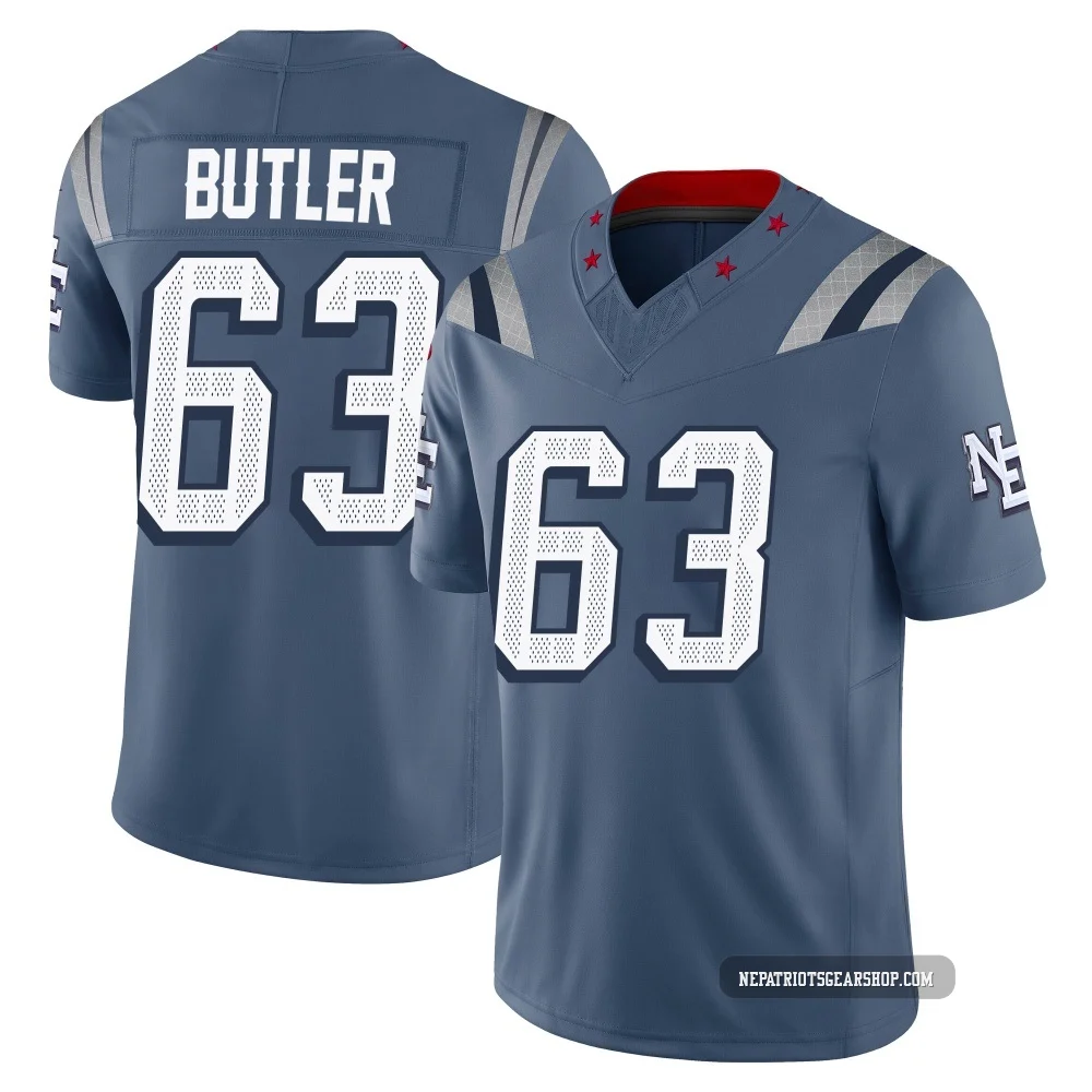 Mehki Butler ＃63 New England Patriots Limited Storm 2025 Rivalries Collection Jersey - Men's Blue