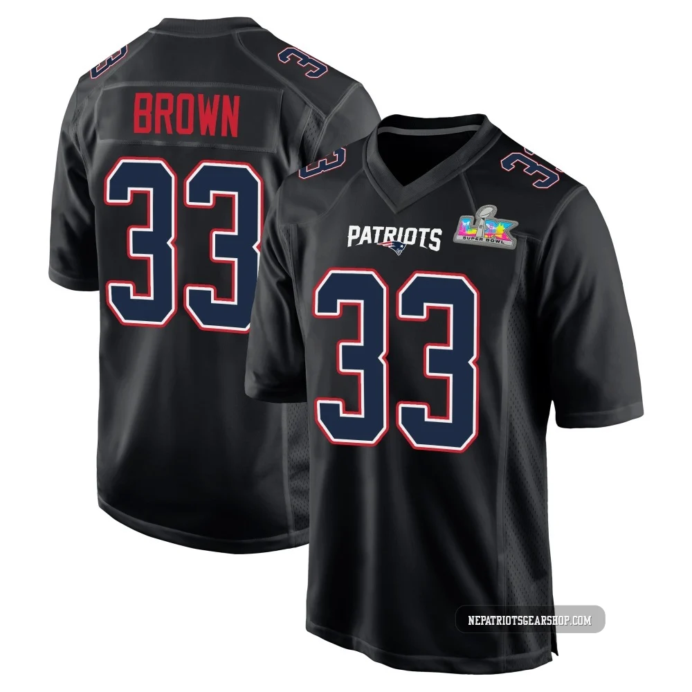 Mike Brown ＃33 New England Patriots Game Carbon Fashion Super Bowl LX Patch Jersey - Youth Black
