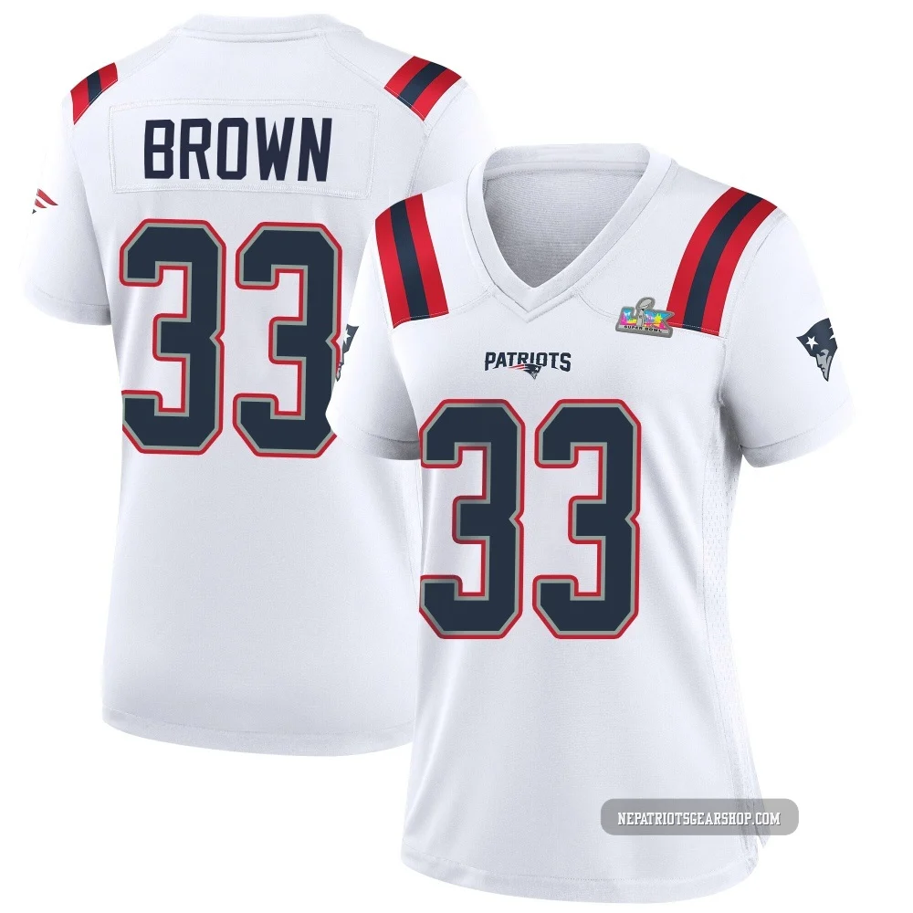 Mike Brown ＃33 New England Patriots Game Super Bowl LX Patch Jersey - Women's White