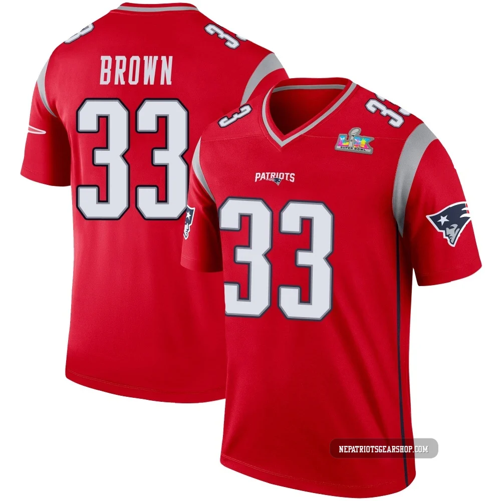 Mike Brown ＃33 New England Patriots Legend Inverted Super Bowl LX Patch Jersey - Youth Red