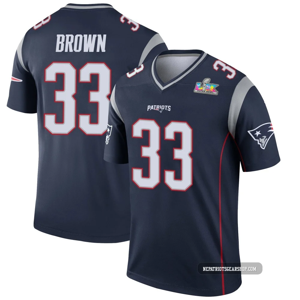 Mike Brown ＃33 New England Patriots Legend Super Bowl LX Patch Jersey - Men's Navy