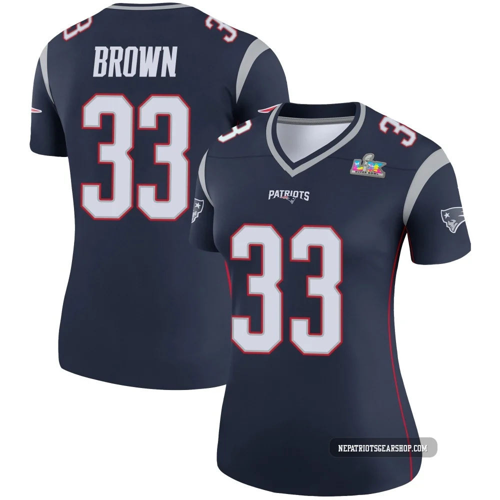 Mike Brown ＃33 New England Patriots Legend Super Bowl LX Patch Jersey - Women's Navy