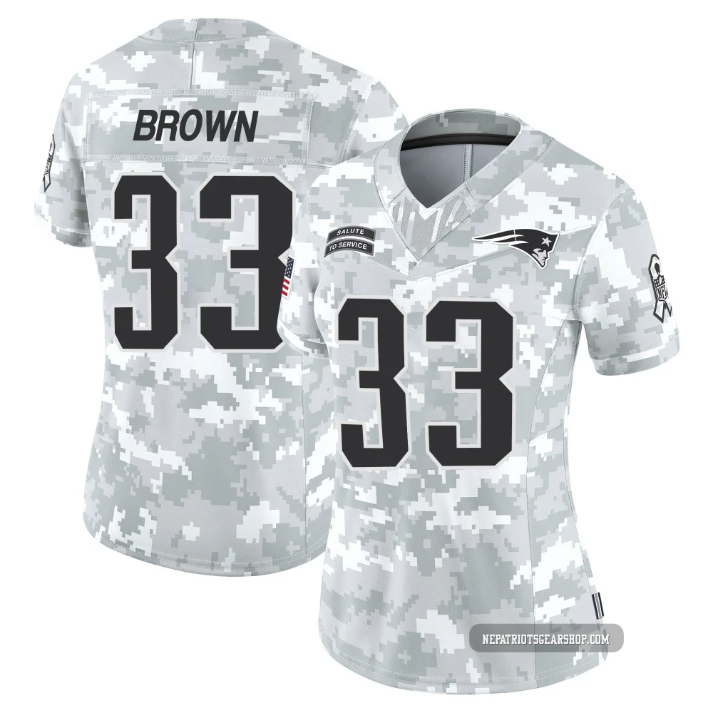 Mike Brown ＃33 New England Patriots Limited 2024 Salute to Service Jersey - Women's Arctic Camo