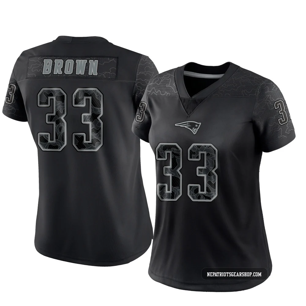 Mike Brown ＃33 New England Patriots Limited Reflective Jersey - Women's Black