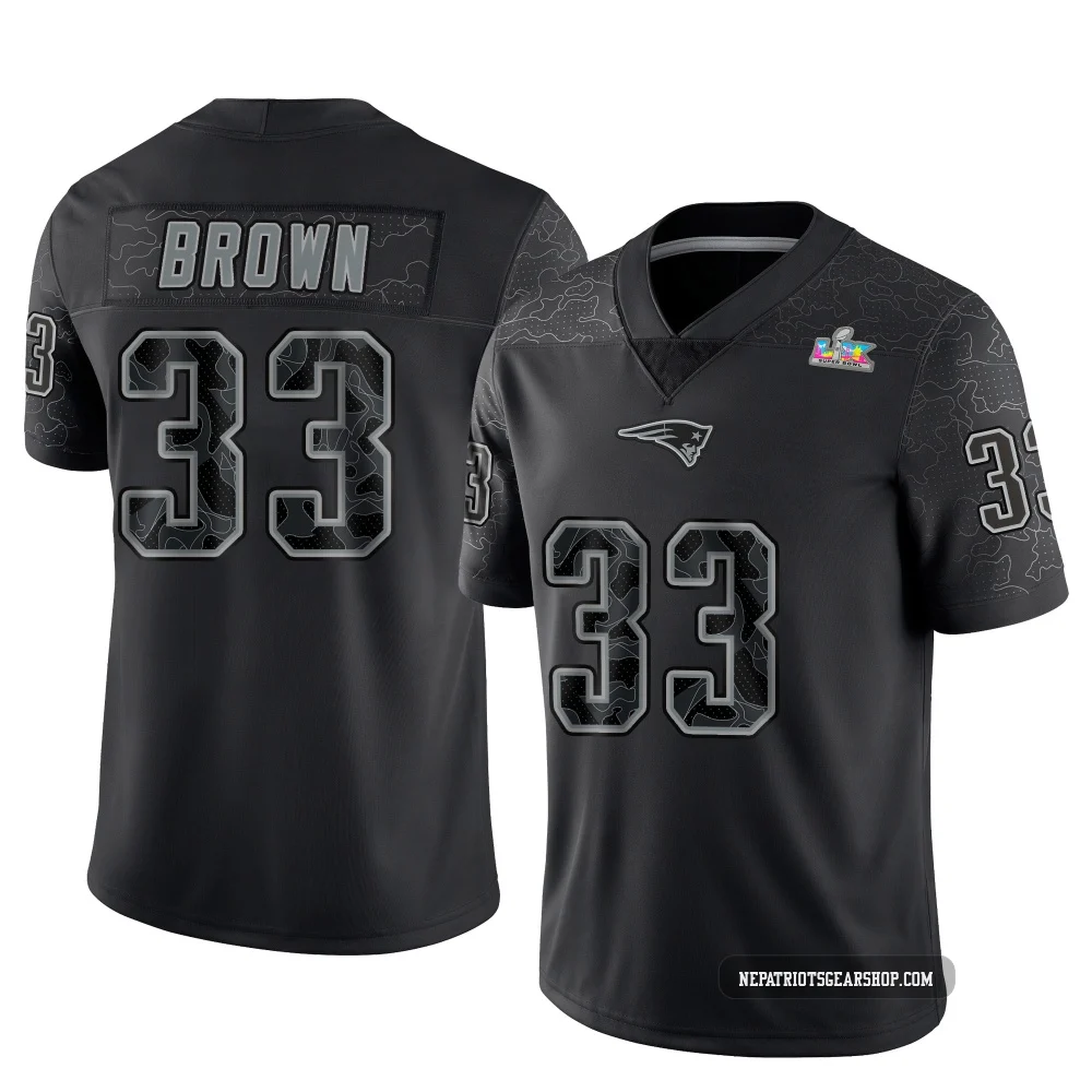 Mike Brown ＃33 New England Patriots Limited Reflective Super Bowl LX Patch Jersey - Men's Black
